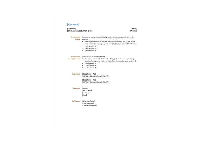 functional points clean microsoft word resume template