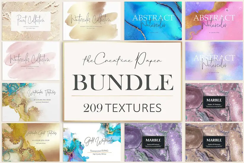 gold foil watercolor marble bundle