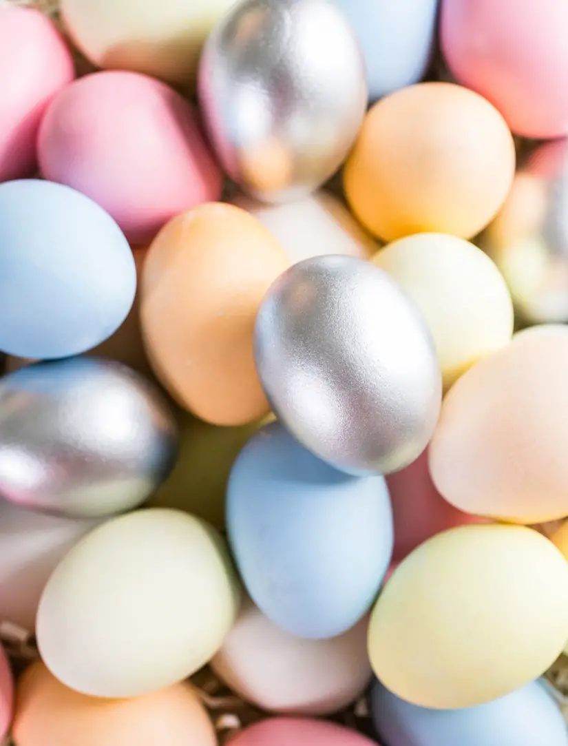 pastel silver eggs easter