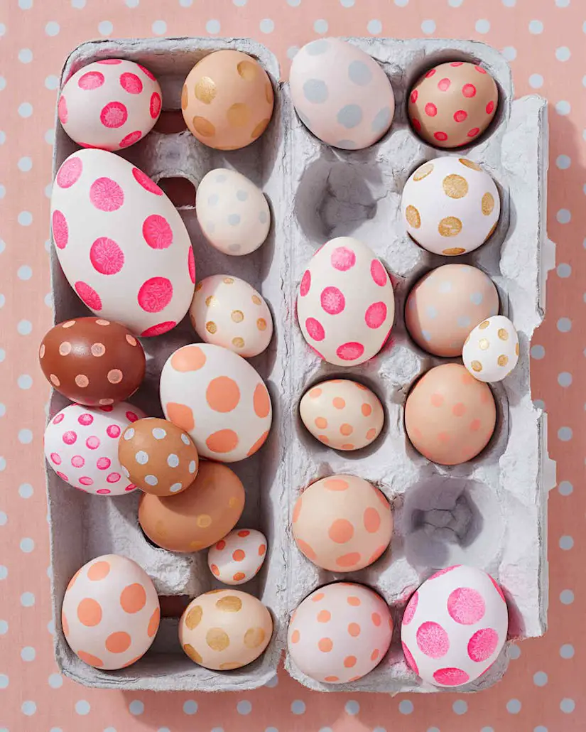 polka dotted dying easter eggs