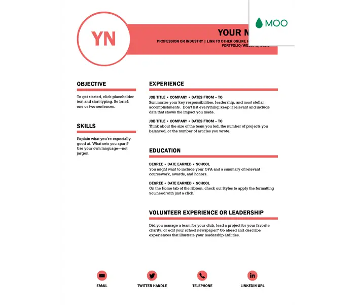 red resume template word