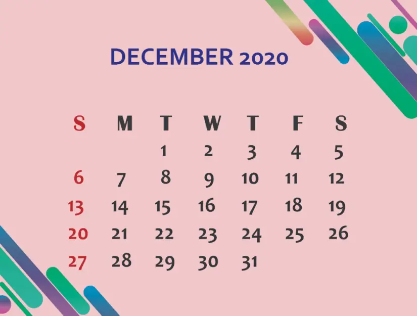 tropical december 2020 calendar