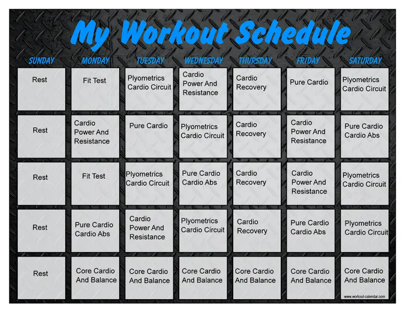 insanity calendar printable