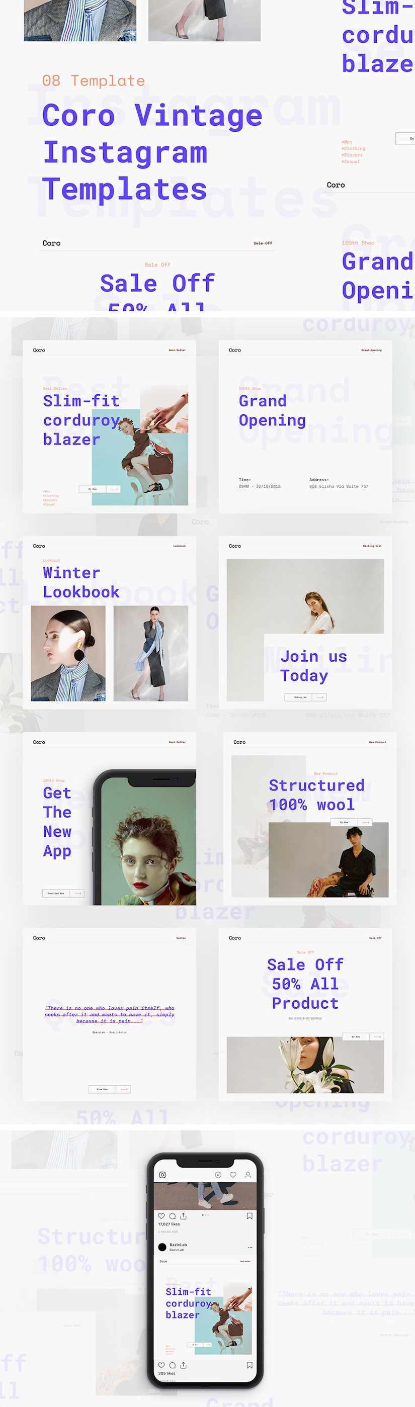 coro vintage instagram templates