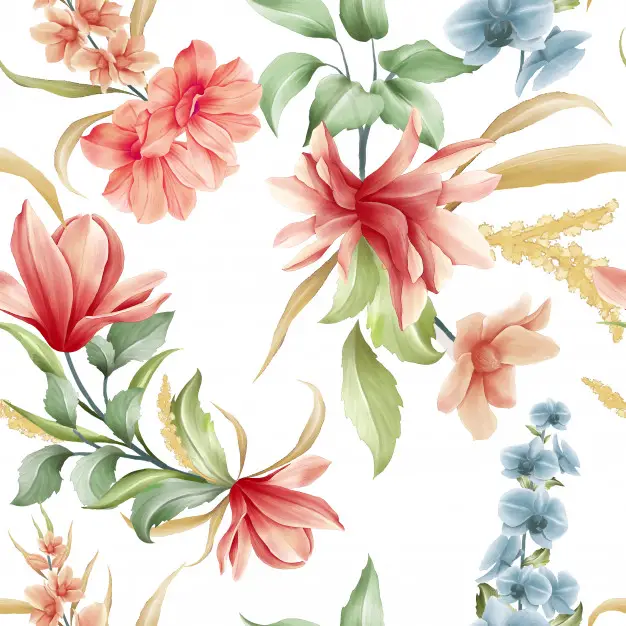 floral seamless pattern magnolia orchid flowers