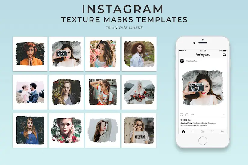 free textured instagram mask psd templates