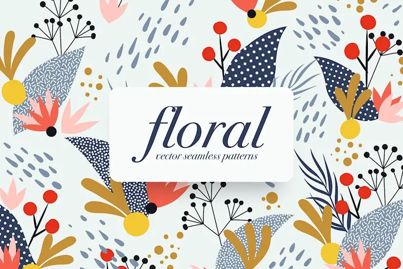 memphis floral seamless patterns