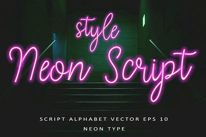 neon style script alphabet vector
