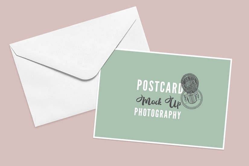 pink postcard mock up