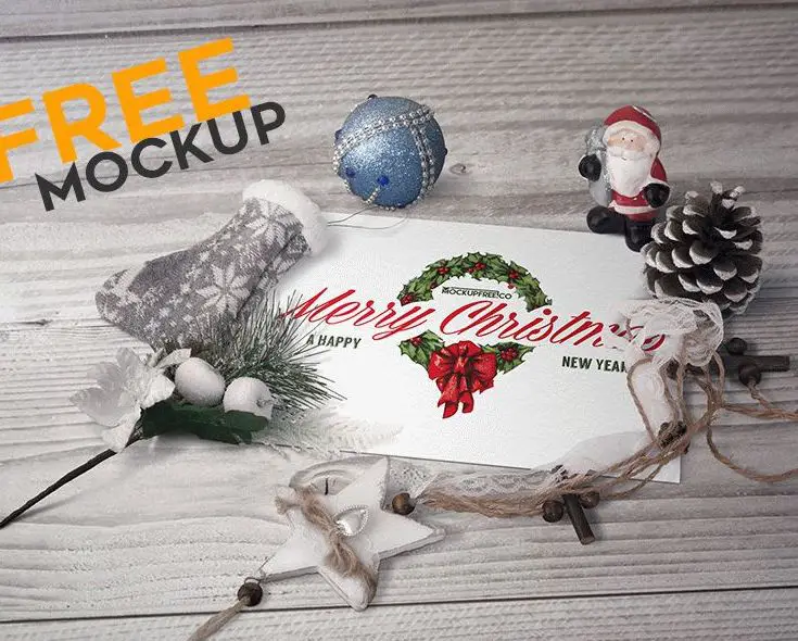 postcard in christmas scenery free psd mockup