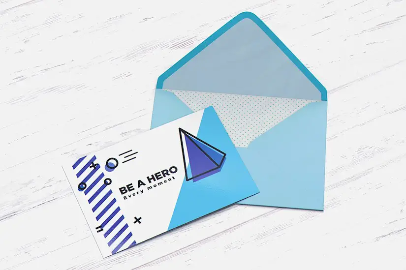 postcard with envelope mockup premium