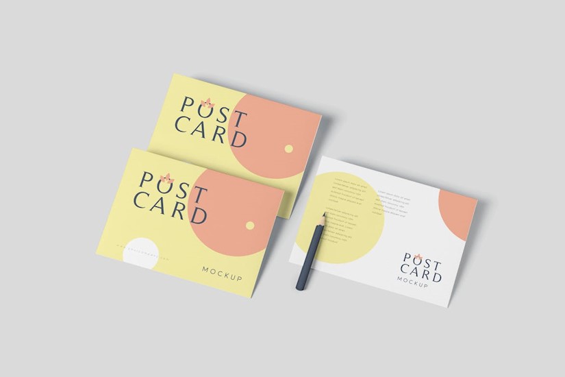 rectangle horizontal postcard mockup template