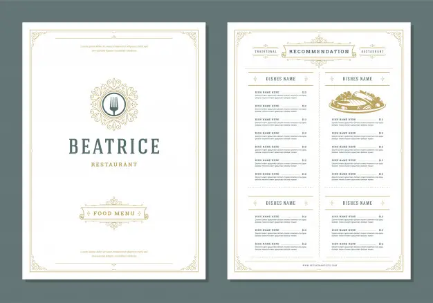 restaurant menu design label vector brochure template