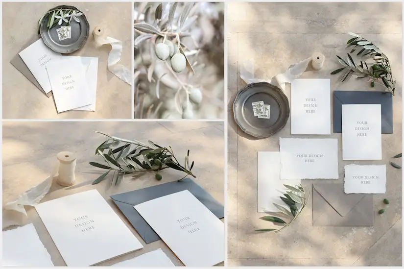 summer olive wedding mockups photos