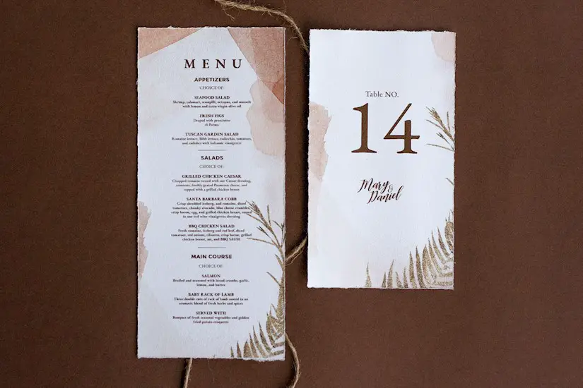 wedding invitation menu red dark