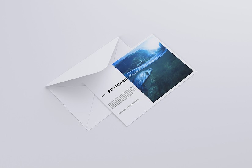white envelope postcard invitation mock up