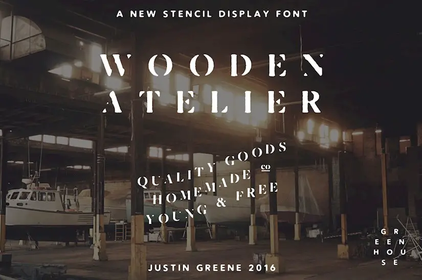 wooden atelier vintage serif