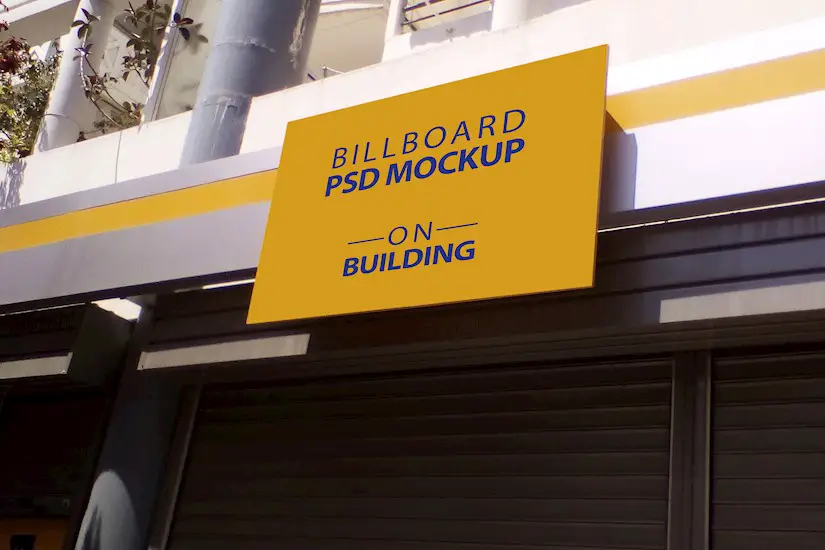 billboard mockup on building 5 psd templates