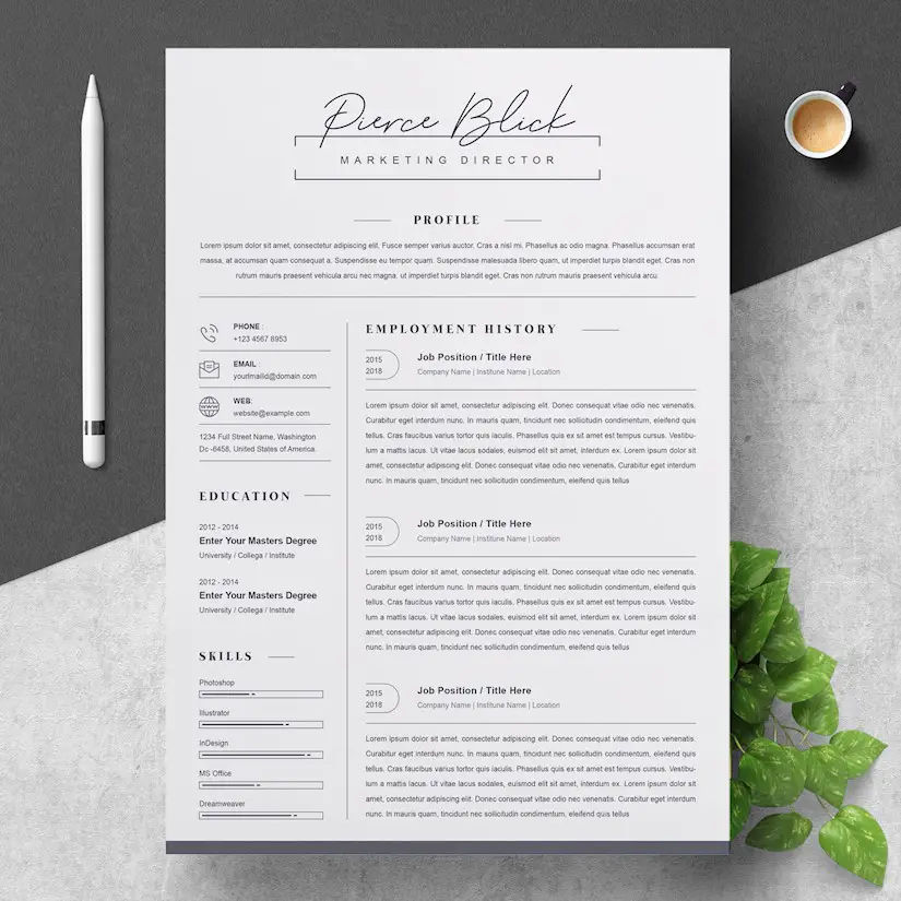 modern clean it manager resume template