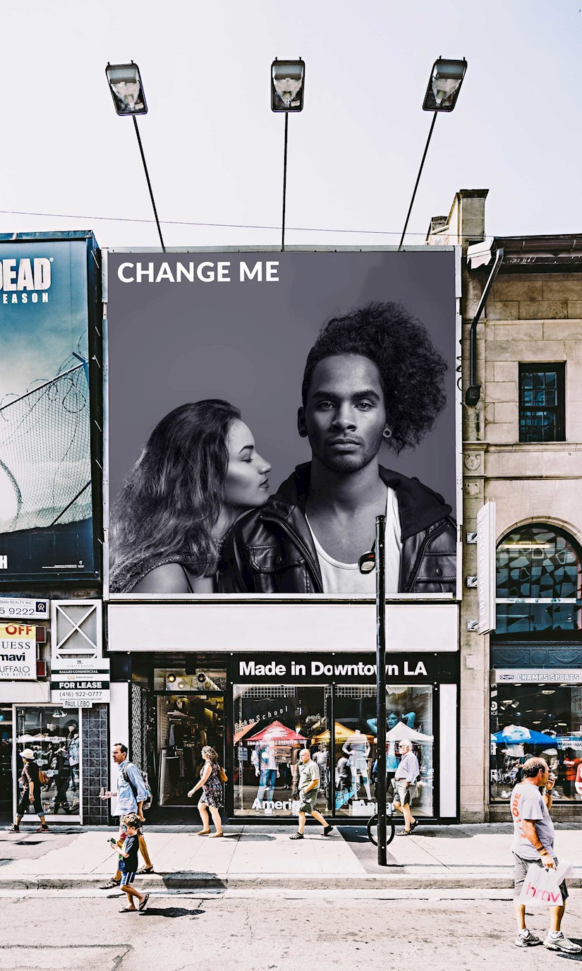 realistic downtown billboard mockup