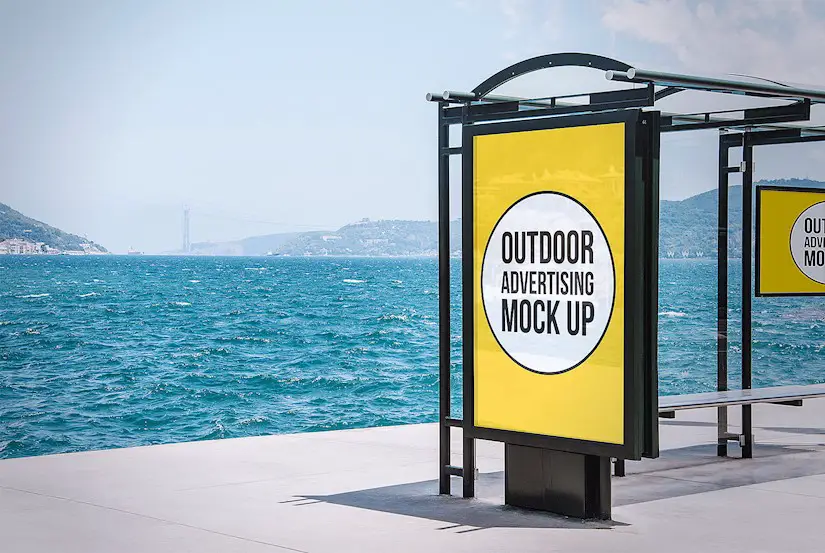 sea free outdoor advertising billboard mockup