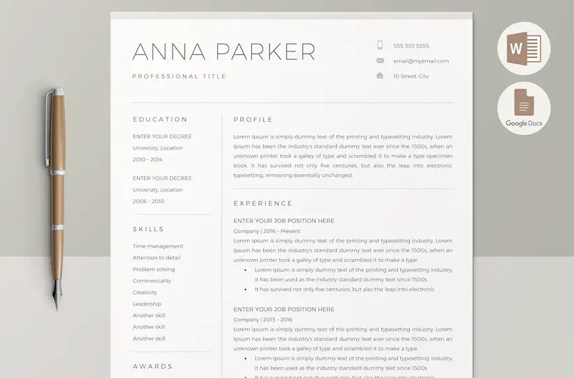 simple clean it manager resume template cv