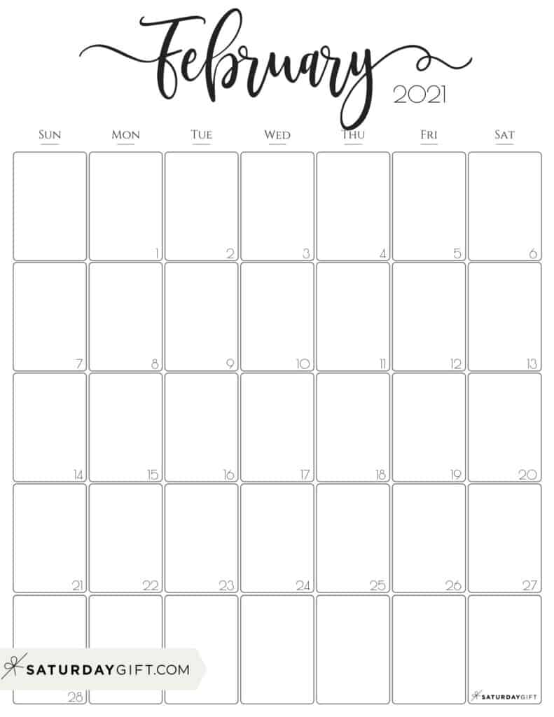 february 2021 vertical calendar 30 Free February 2021 Calendars For Home Or Office Onedesblog february 2021 vertical calendar