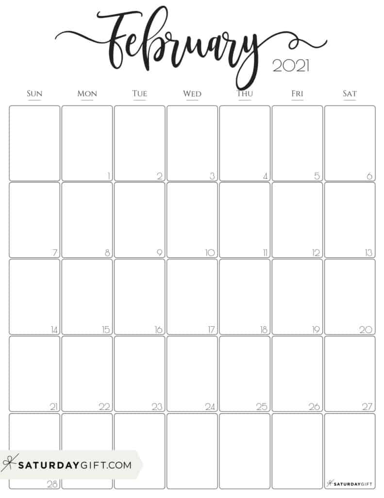 cute february 2021 calendar 30 Free February 2021 Calendars For Home Or Office Onedesblog cute february 2021 calendar