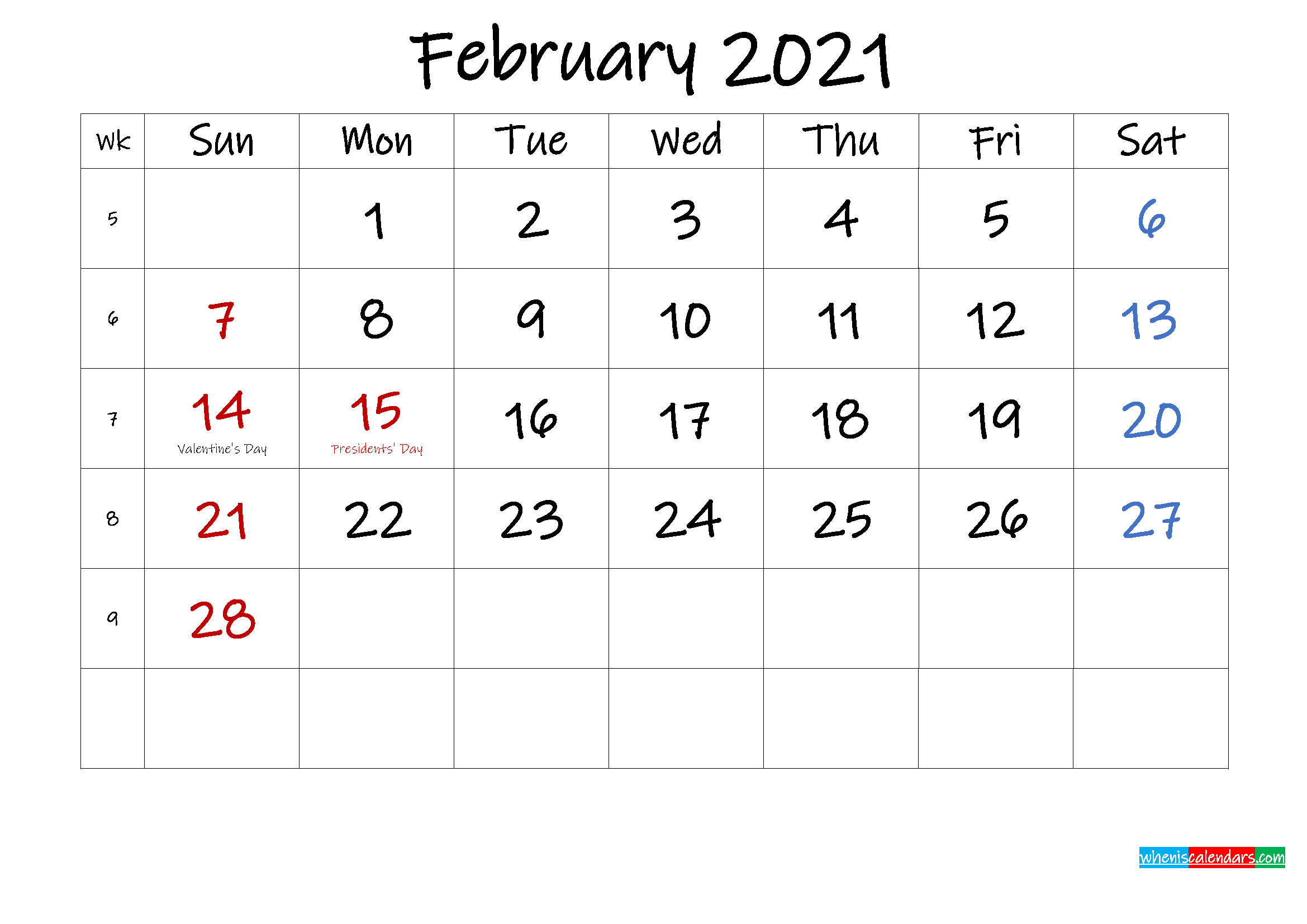 30 Free February 2021 Calendars For Home Or Office Onedesblog