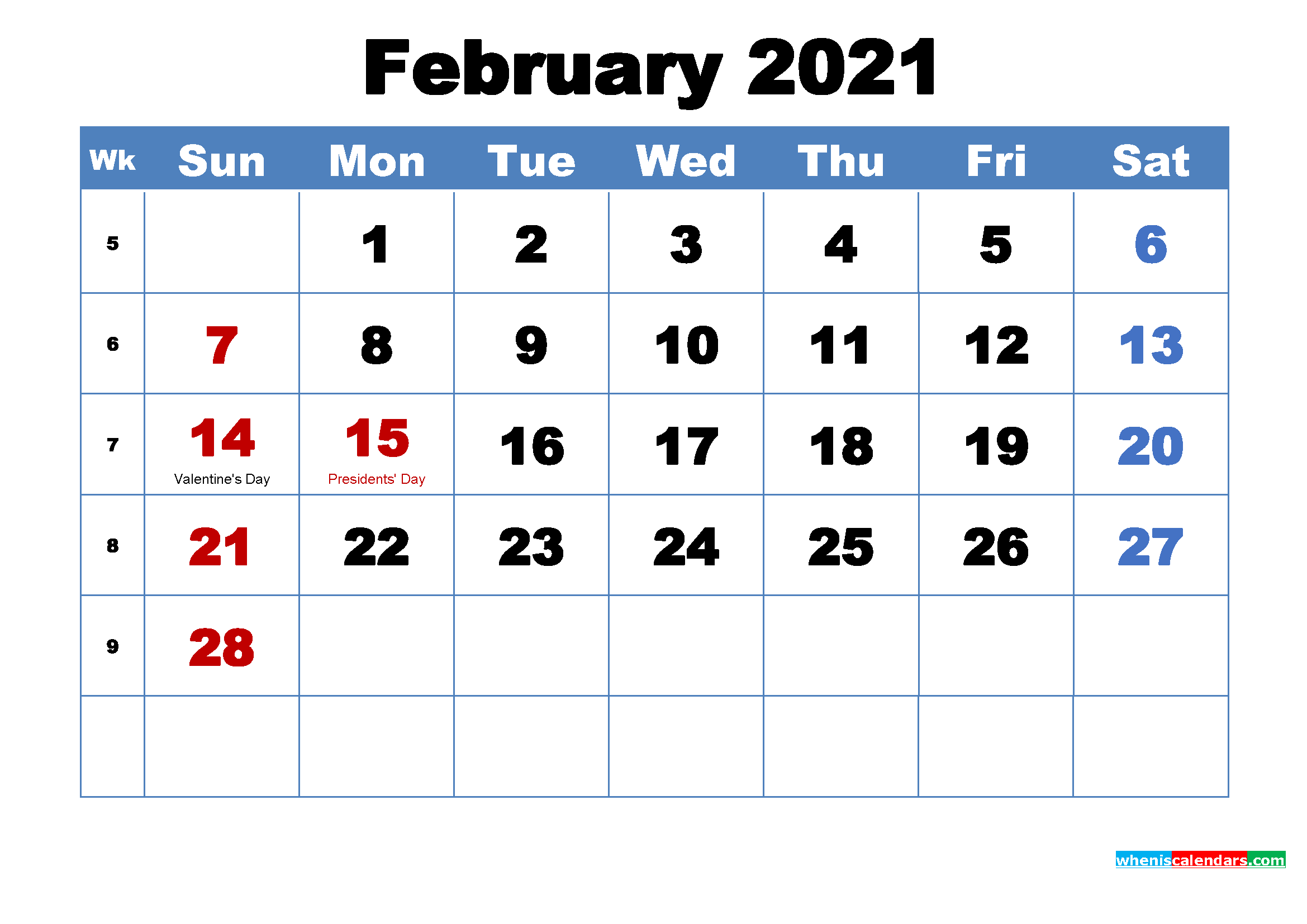 30 Free February 2021 Calendars For Home Or Office Onedesblog