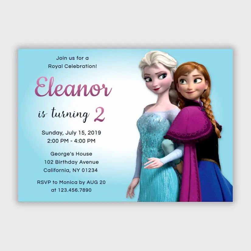 frozen princess elsa anna birthday invitations