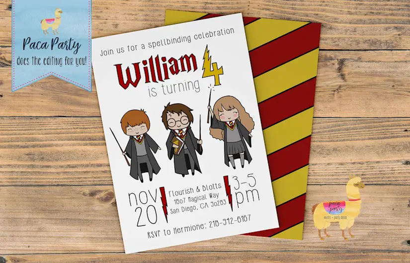 harry potter birthday invitation magic invitation