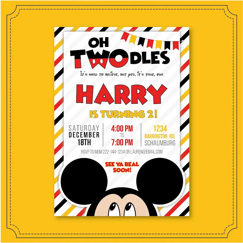 oh twodles invitation mickey mouse invitation