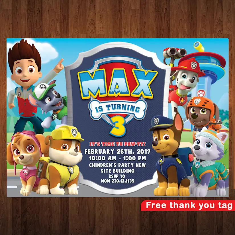 paw patrol birthday invitation paw patrol invitation