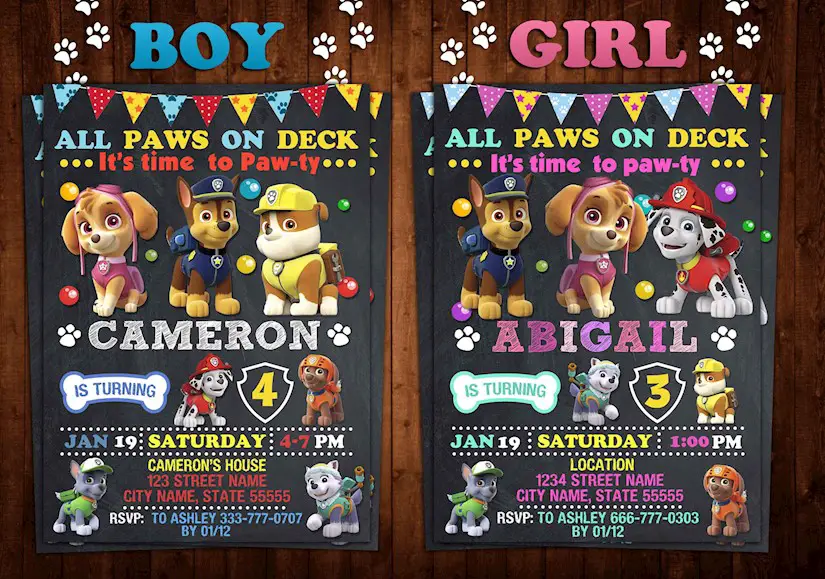 paw patrol invitation paw patrol birthday invitation