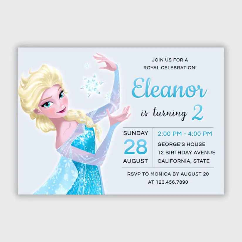 princess elsa birthday invitation disney frozen