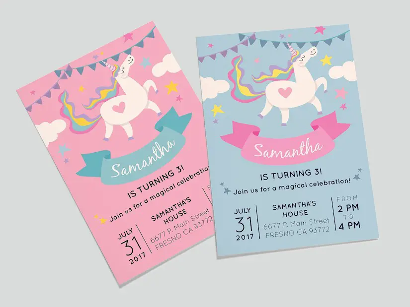 unicorn birthday party invitation
