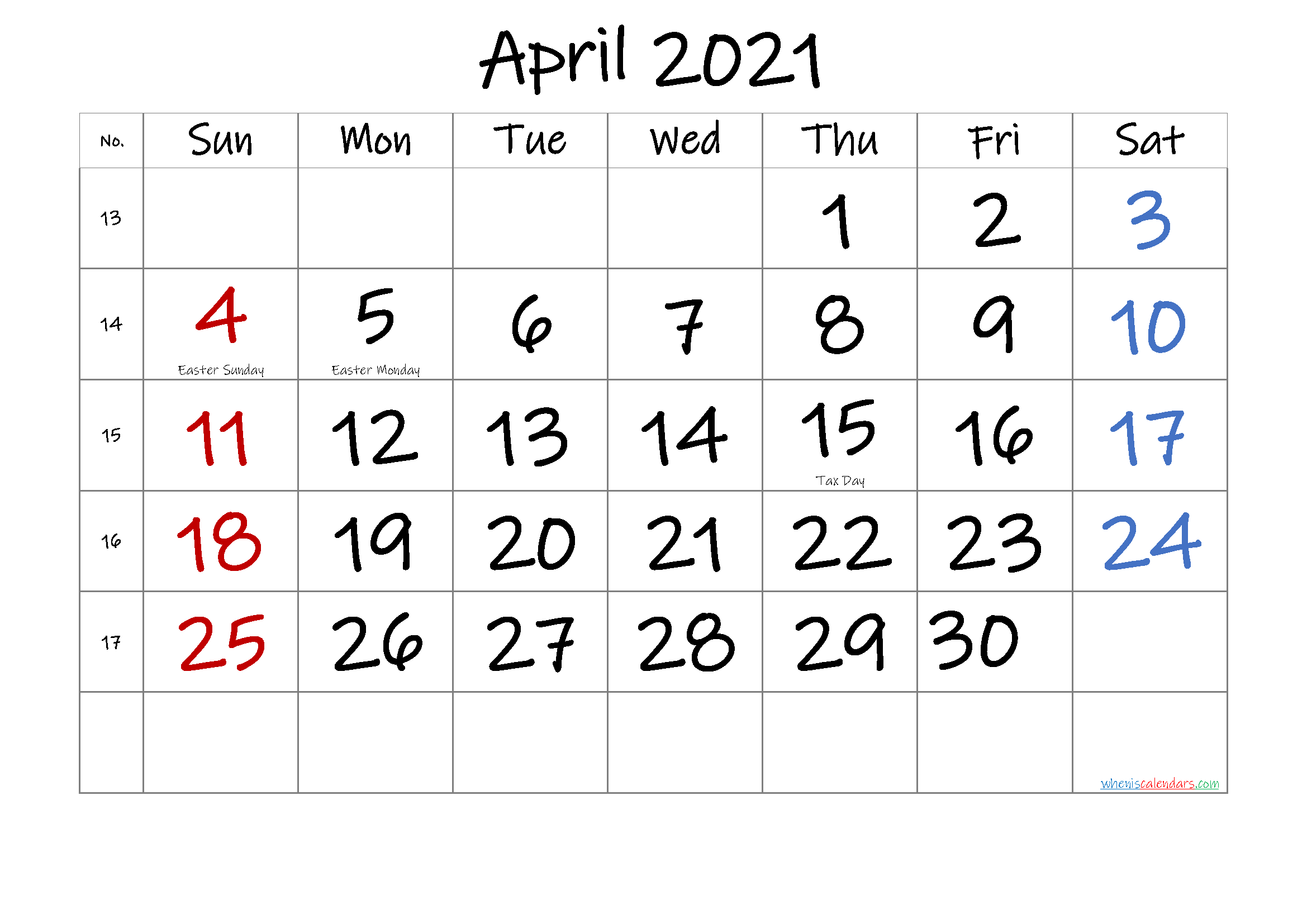 25 Best Free Printable April 2021 Calendars Onedesblog