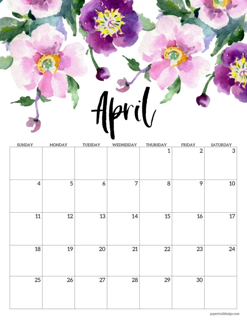25 Best Free Printable April 2021 Calendars - Onedesblog