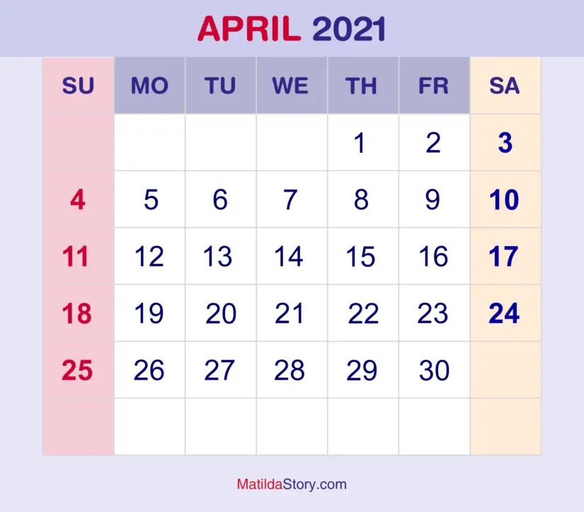 25 Best Free Printable April 2021 Calendars - Onedesblog