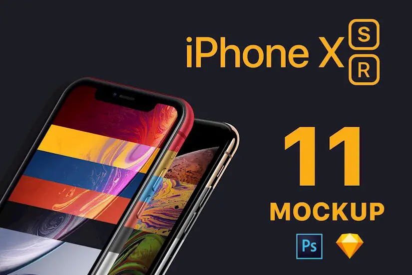 iphone xs xr mockups psd sketch