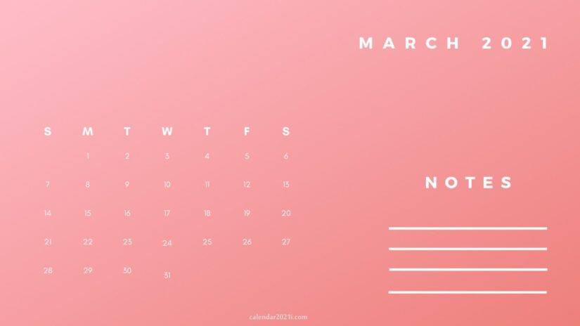 pinkk march 2021 calendar