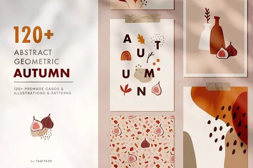 120 abstract geometric autumn set