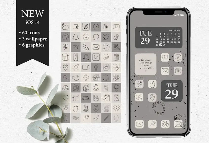 ios 14 iphone icon bundle png grey