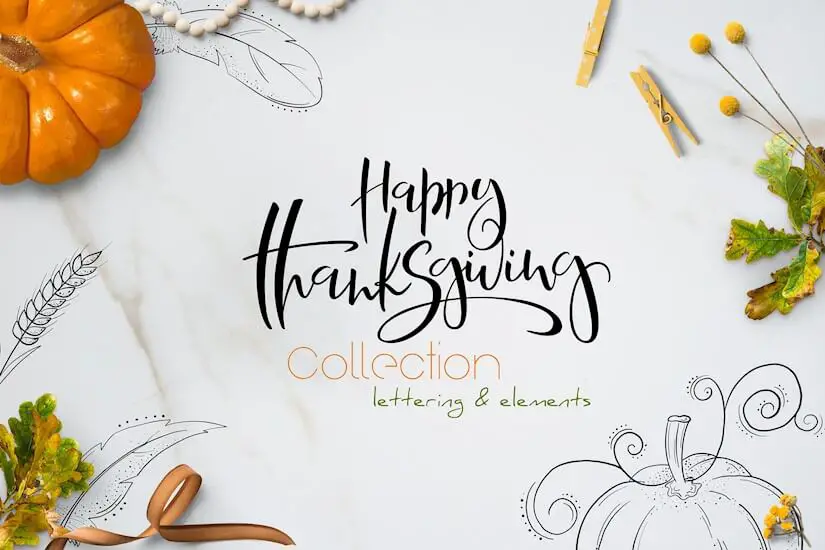 lettering happy thanksgiving collection