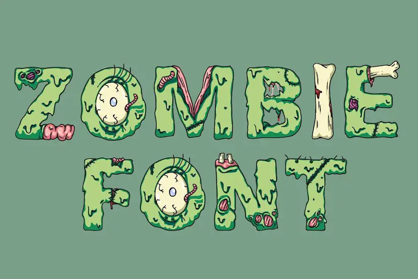 scary zombie monster halloween font