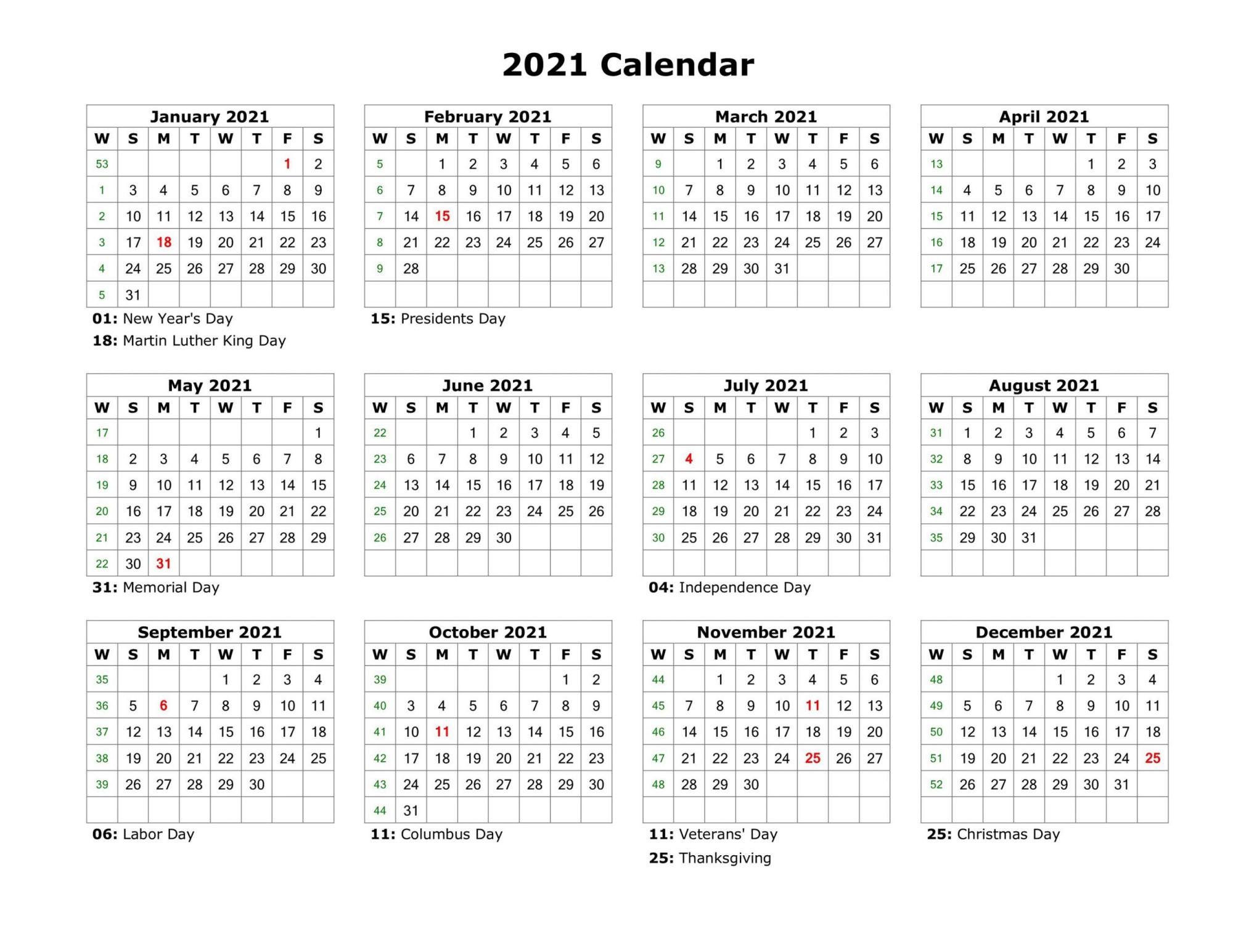 50 Best Printable Calendars 2021 (Both Free and Premium)