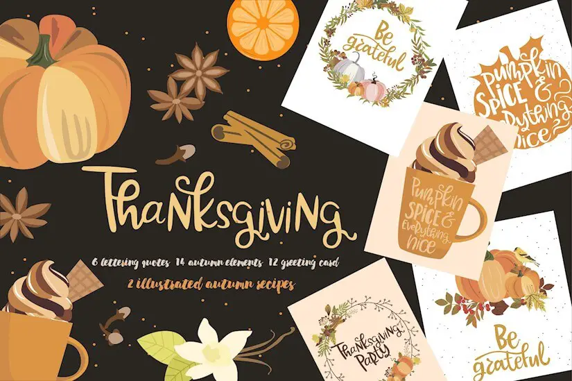 thanksgiving day lettering clipart