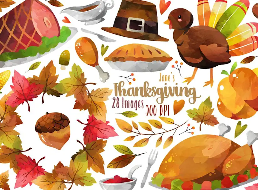 turkey watercolor thanksgiving clipart