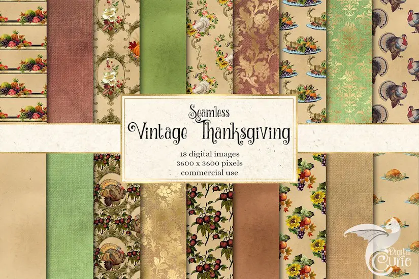 vintage thanksgiving digital paper